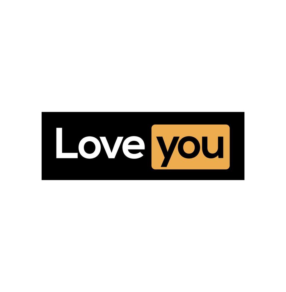 Love you lettering in porn web site style. Love you sticker. vector