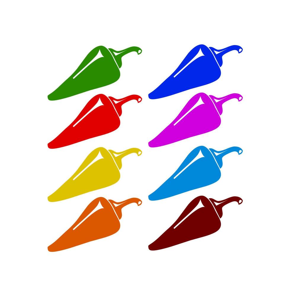 Colorful Chili vectors.  8 colors Chili vector. vector