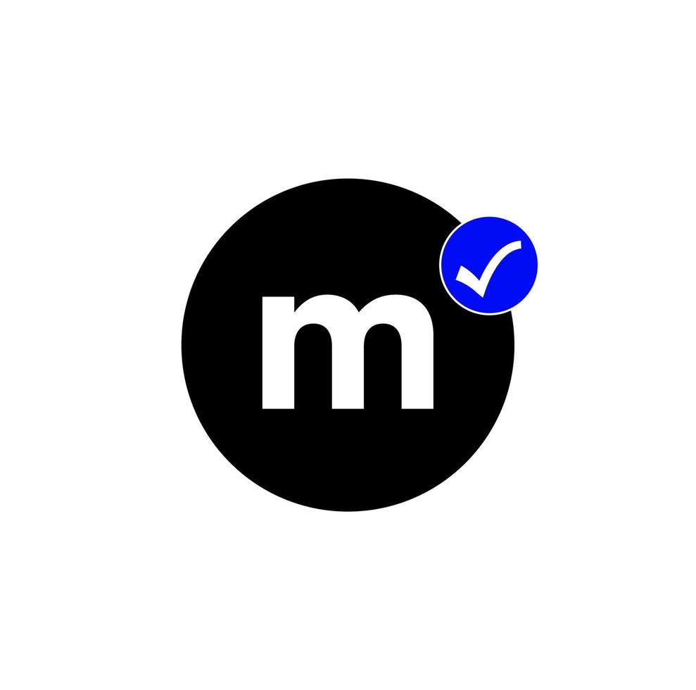 metro letra con azul Derecha tick.m permitir icono. vector