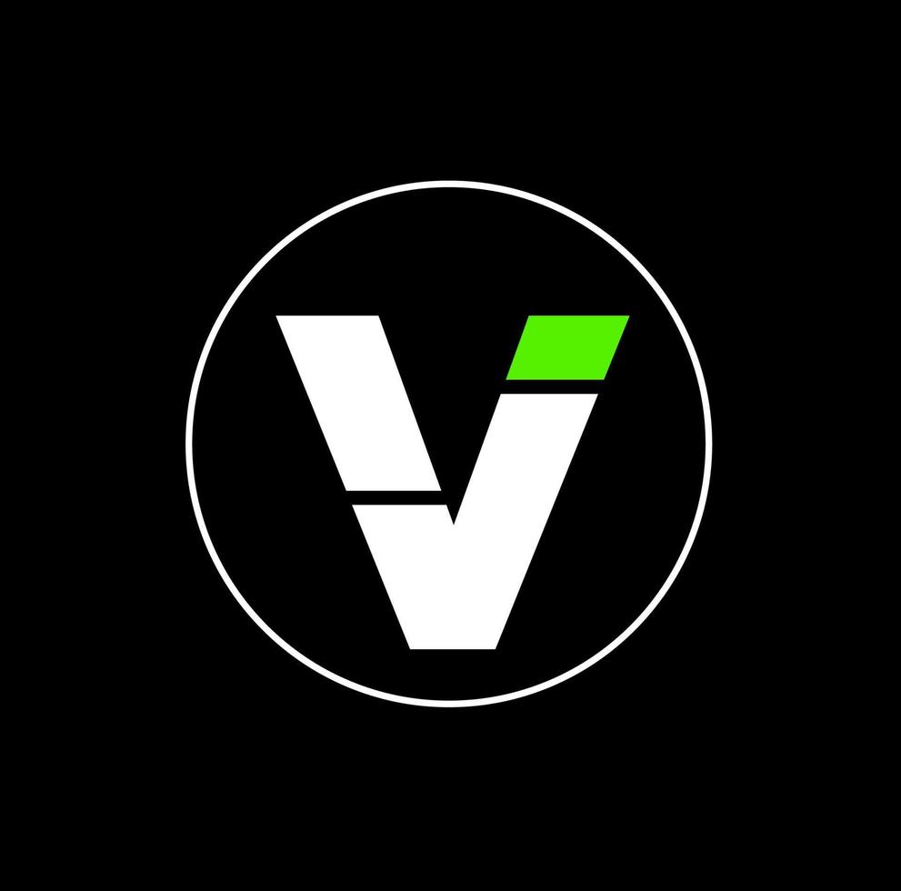 VJ company name initial letters monogram. VJ with green dot icon. vector