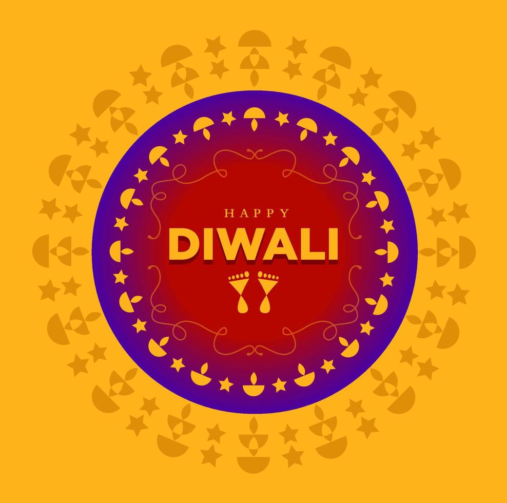 contento diwali saludos con dorado huellas contento diwali icono. vector