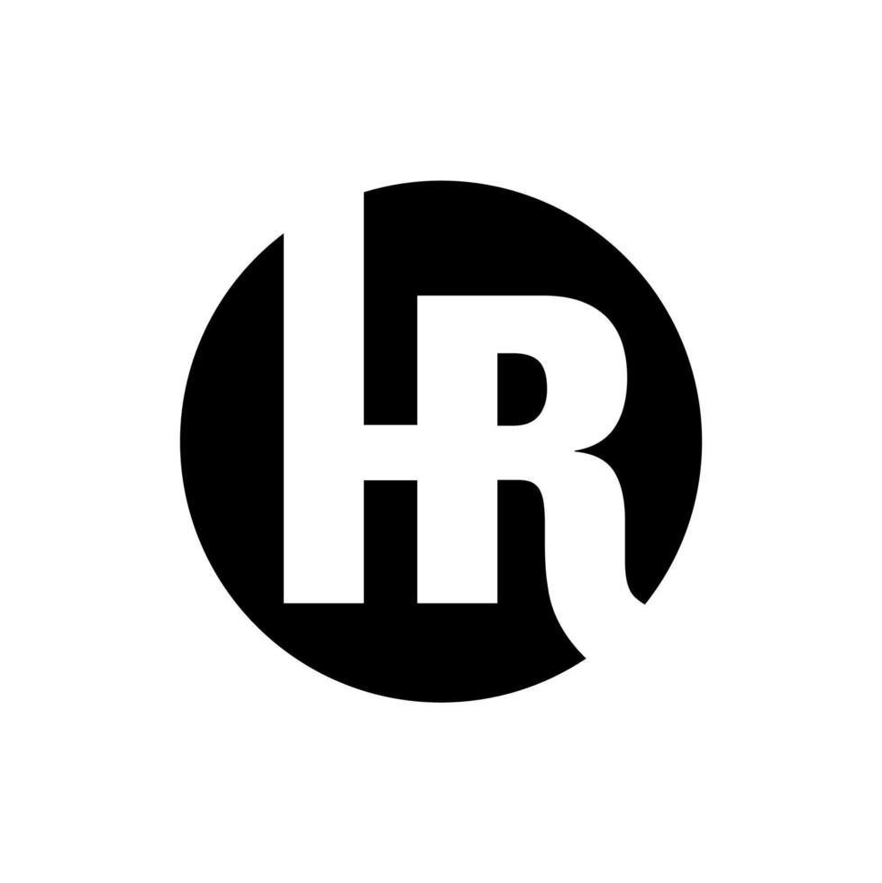 HR letters on black round. HR company initial letters monogram. vector