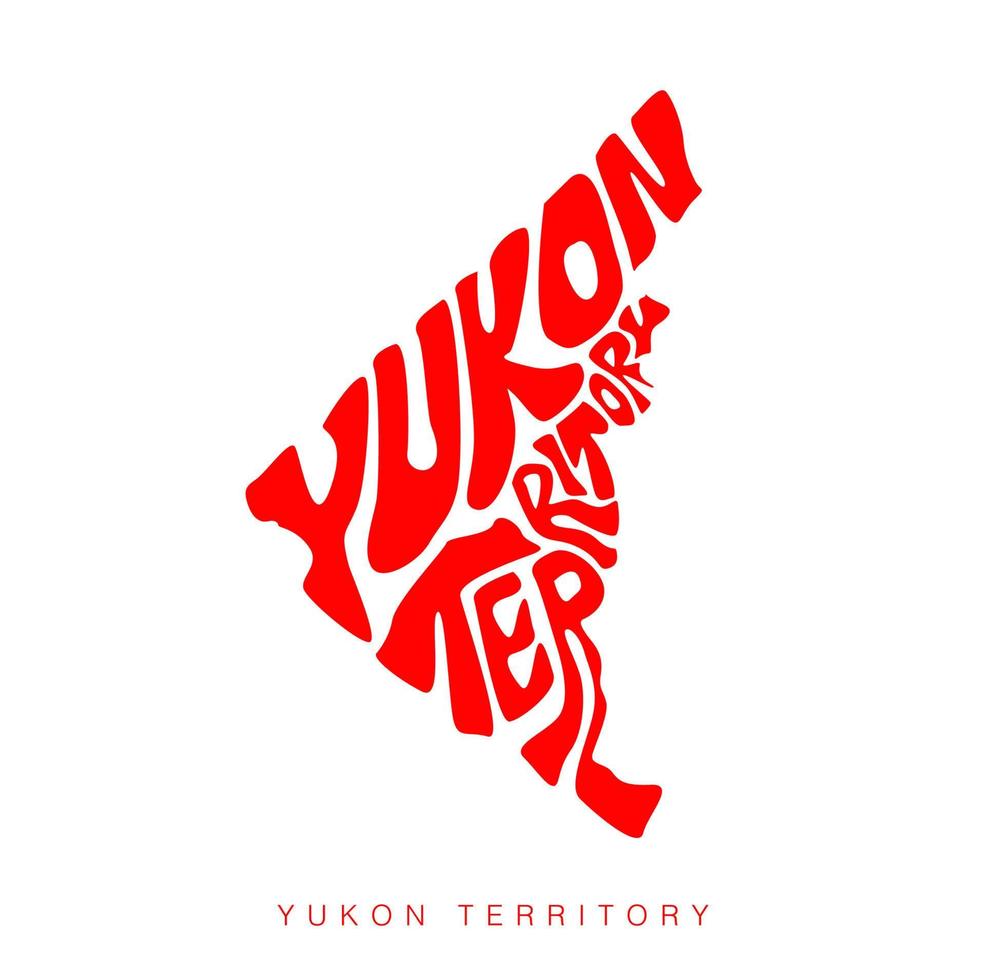 Yukon Territory state map lettering art. Yukon Territory map typography with red color. vector