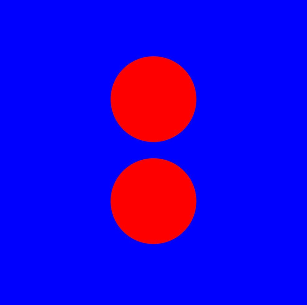 Two red vertical dots on Blue background. 2 red dots. vector