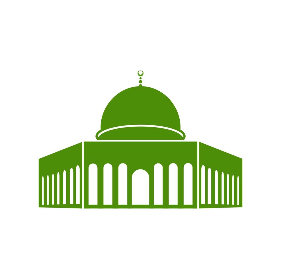Al-Aqsa Mosque in green color icon. Al-Aqsa Mosque majjid. vector