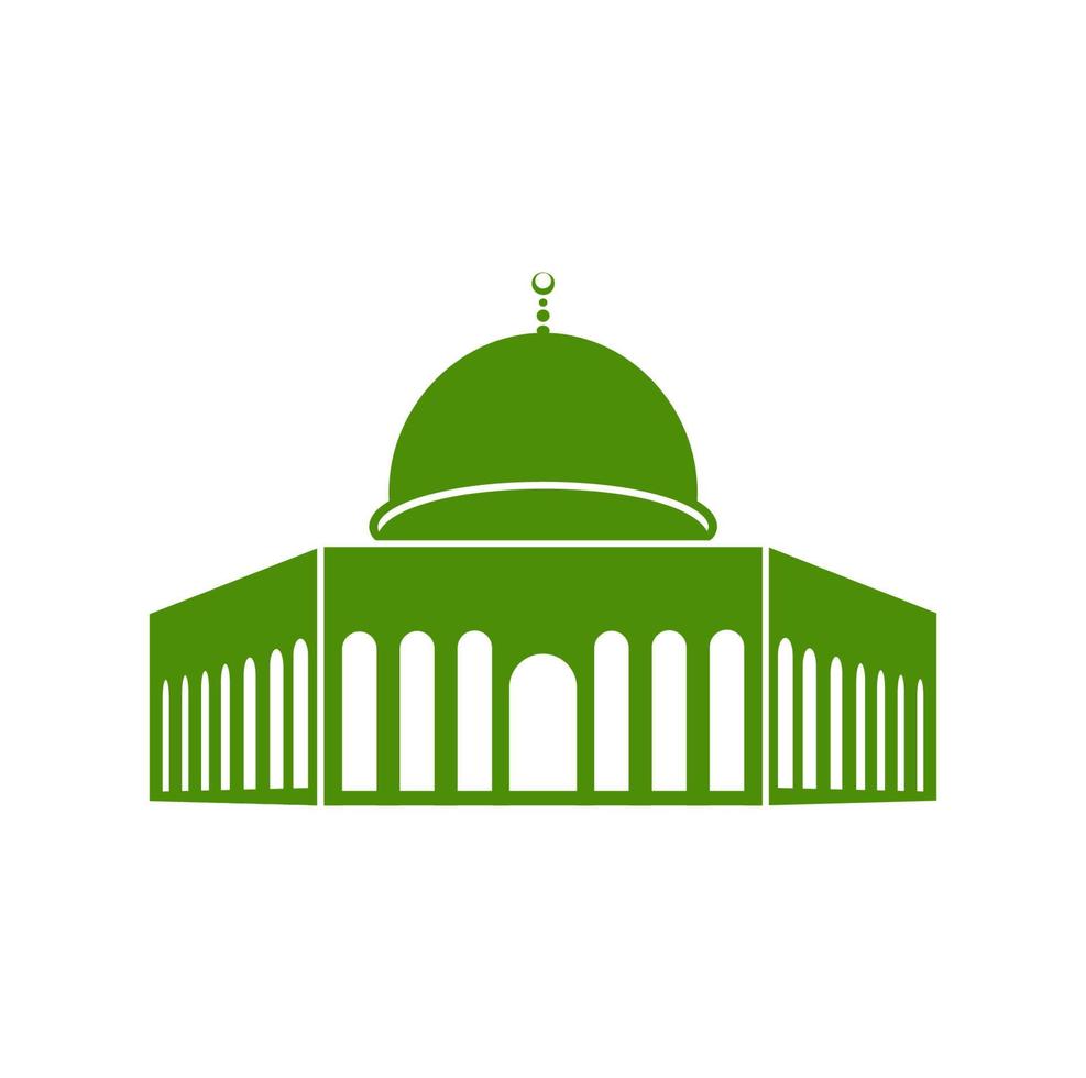 al-aqsa mezquita en verde color icono. al-aqsa mezquita majjid. vector