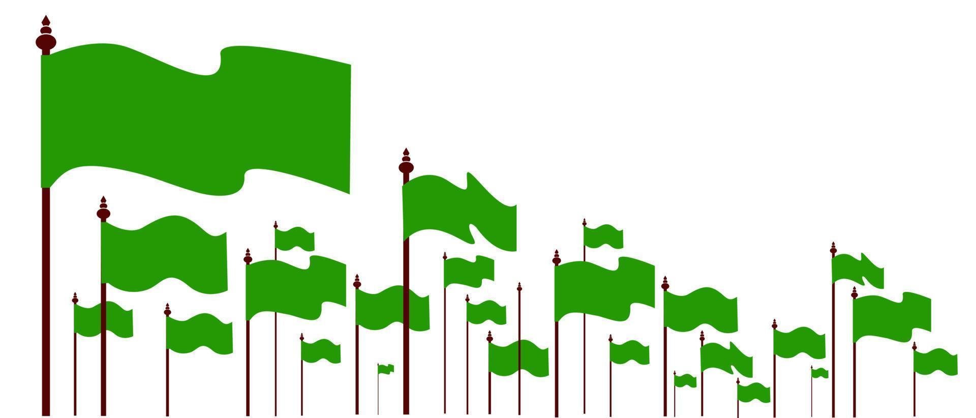 Green flags vector illustrations. many greens flags icon.