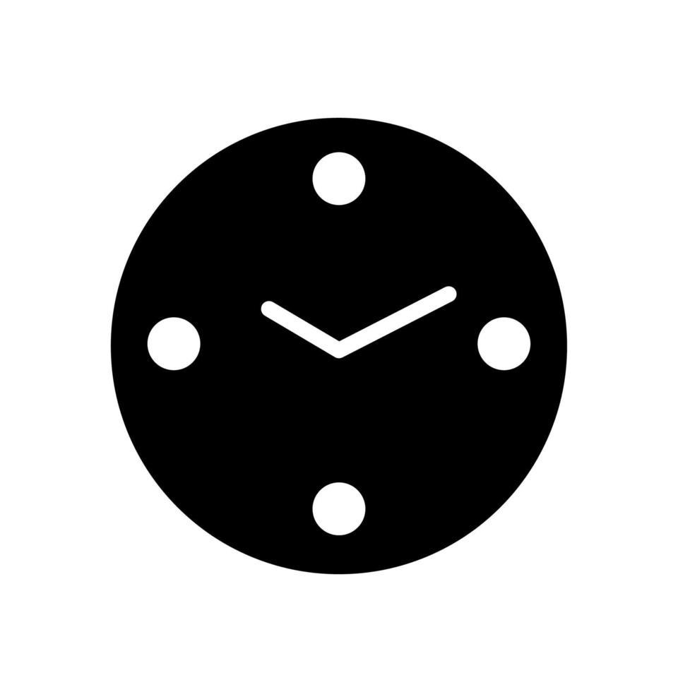 Black wall clock with 4 white dots. Modern round wall clock icon