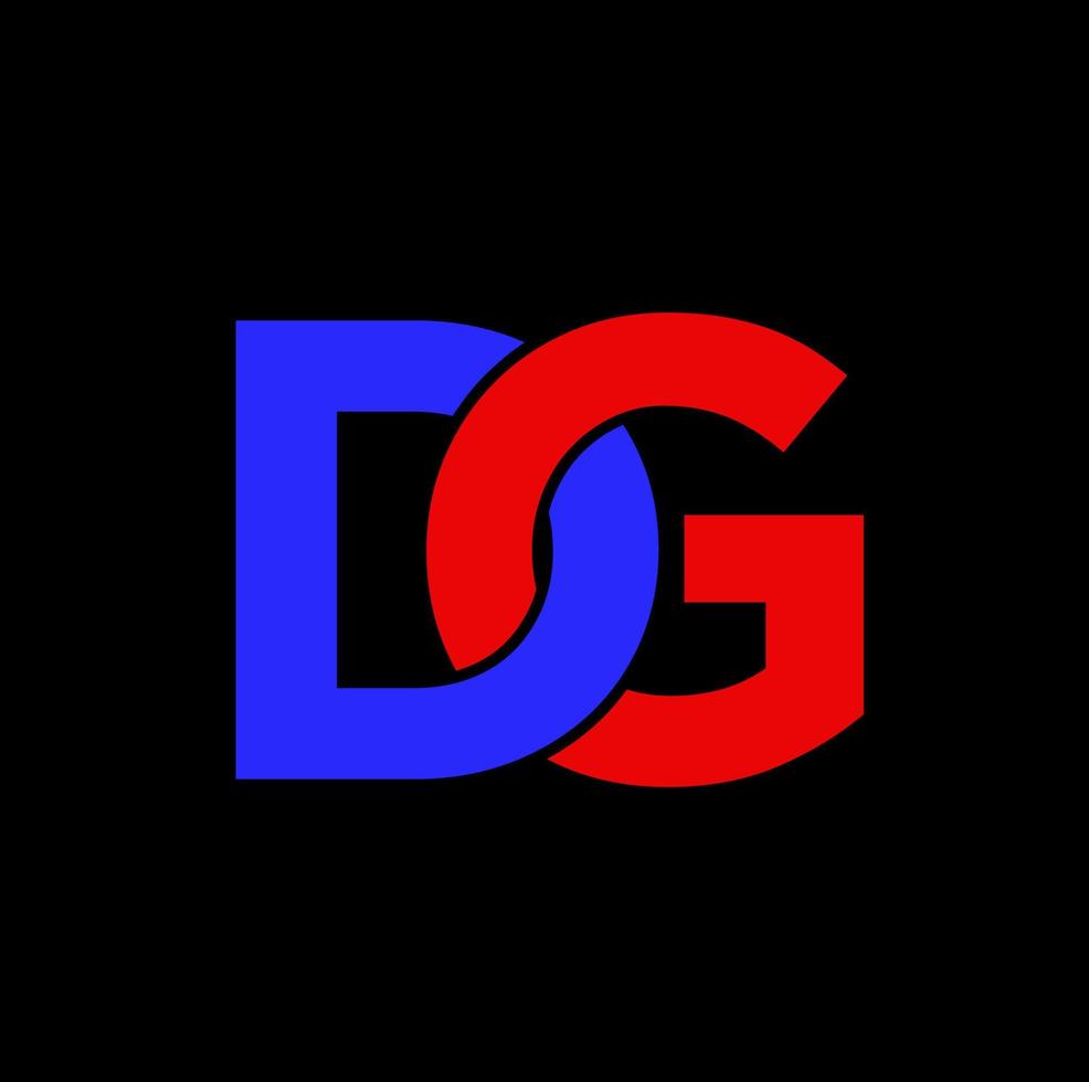 DG brand name initiel letters icon. DG blue and red lettering vector