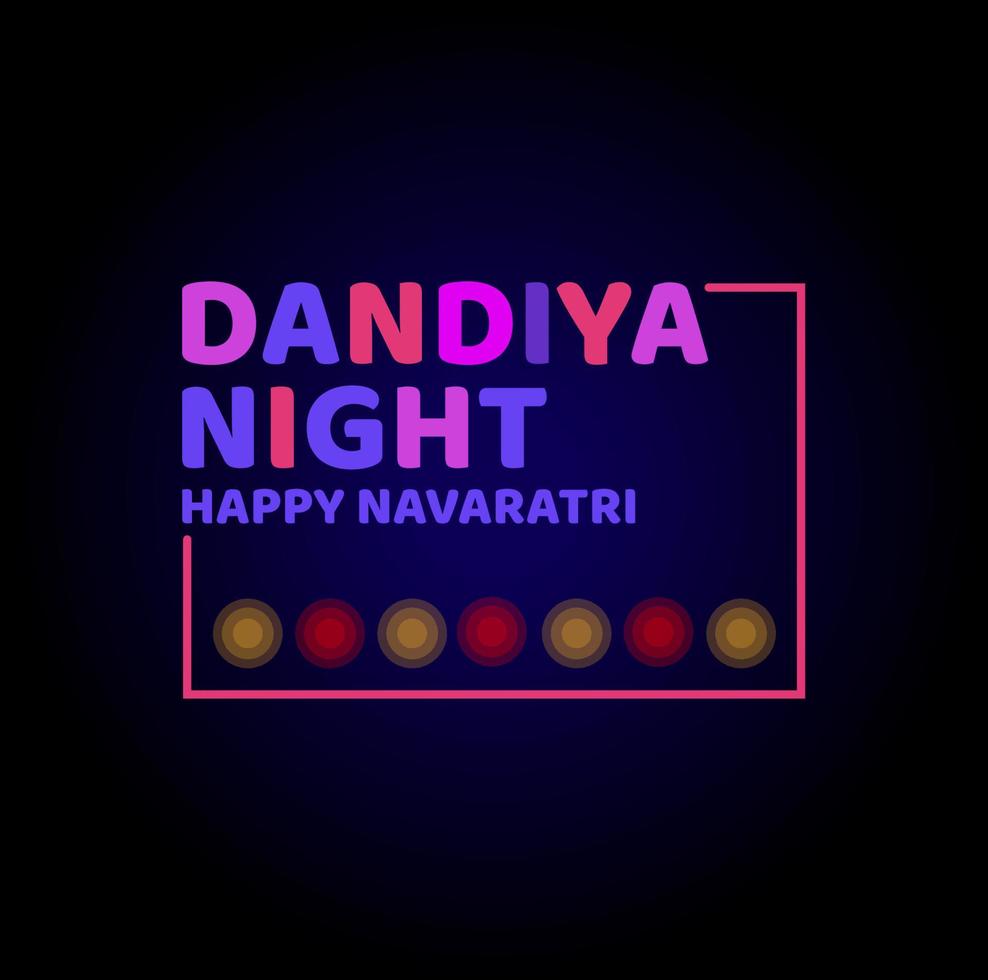 Dandiya night typography with happy navaratri Greetings. vector