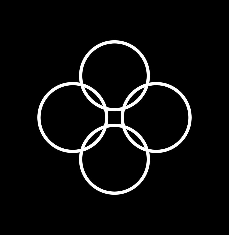 Four White circles unit icon. 4 circles icon. vector