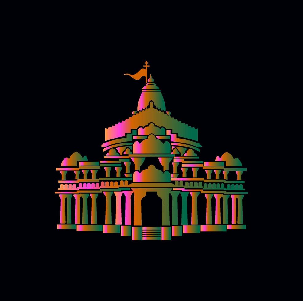 Somnath temple lord Shiva temple icon. Somnath mandir symbol. vector