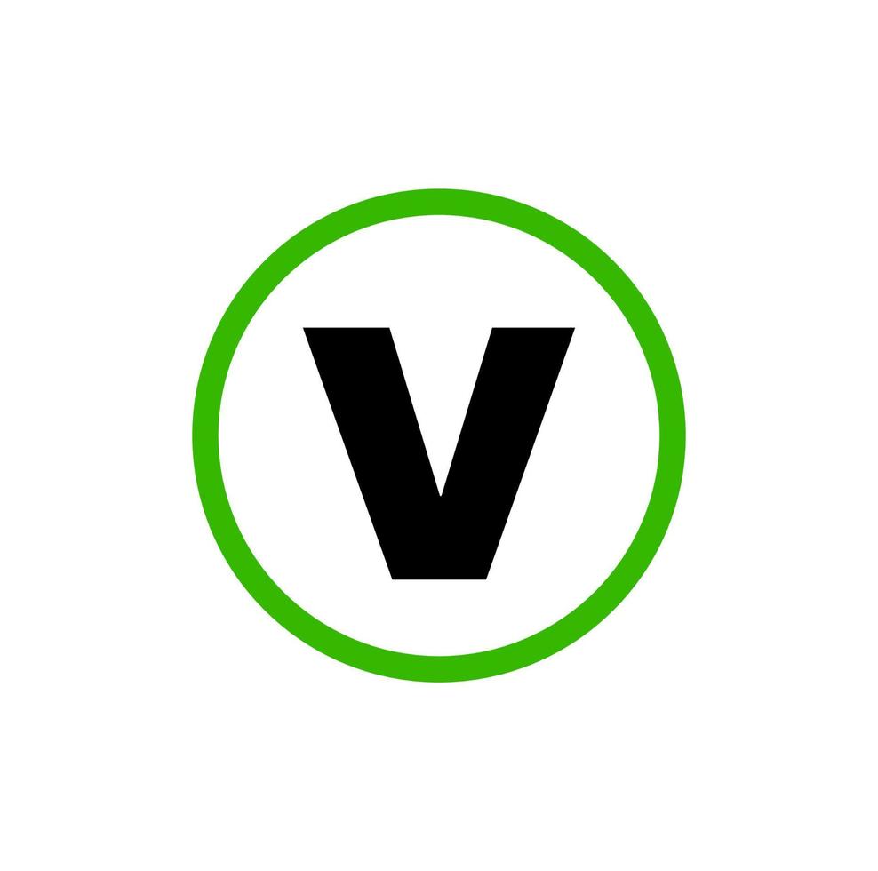 v empresa nombre inicial letra icono. v con verde círculo. vector