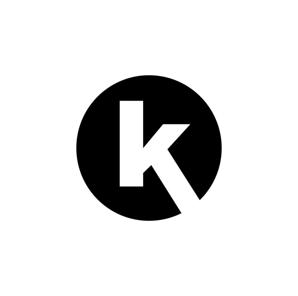 k empresa nombre inicial letra vector icono. k en negro redondo.
