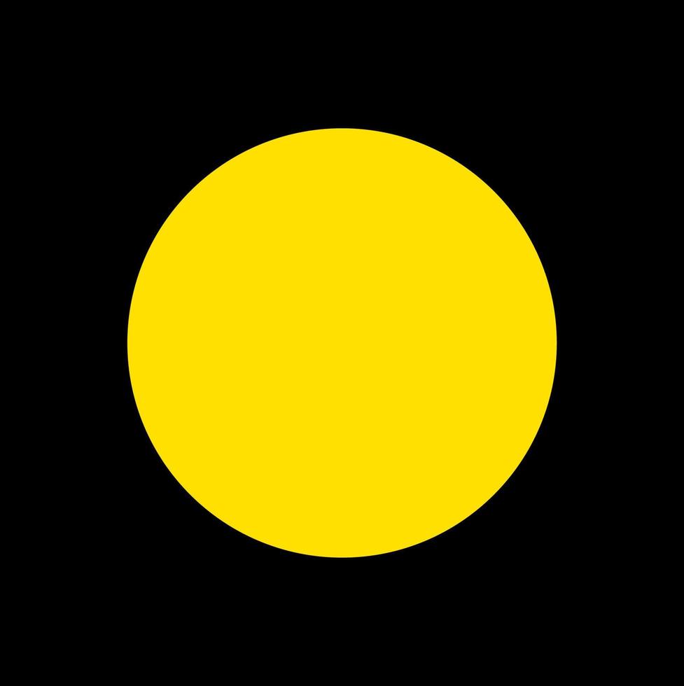 Yellow solid dot on black background. Isolated yellow dot vector