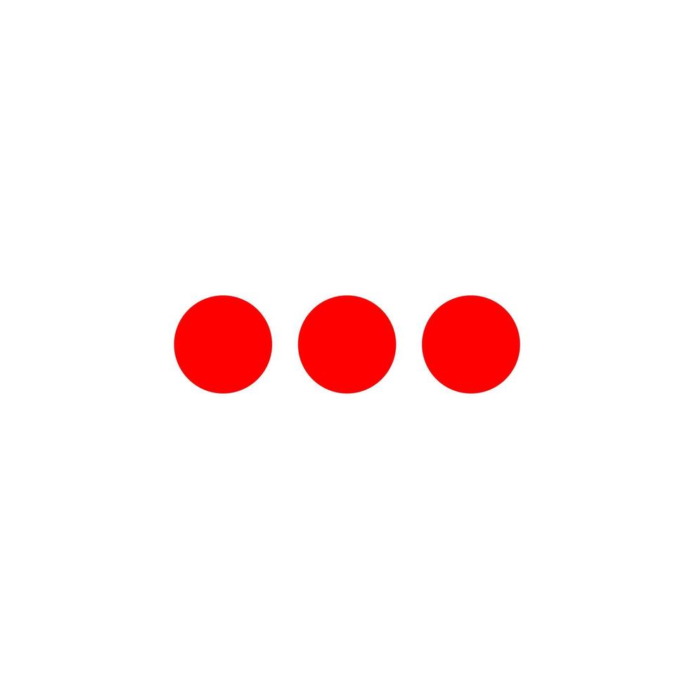 three red dots on same line vector. 3 red dots. vector