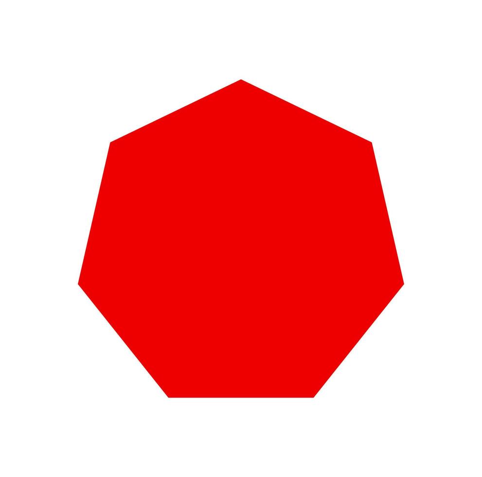 Heptagon with red color icon. septagon vector icon