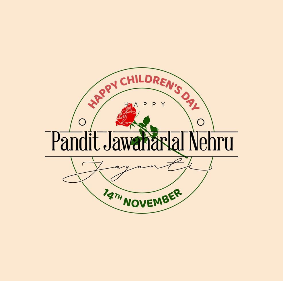 Happy Children's day And pandit Jawahar Nehru Jayanti greetings typography. vector