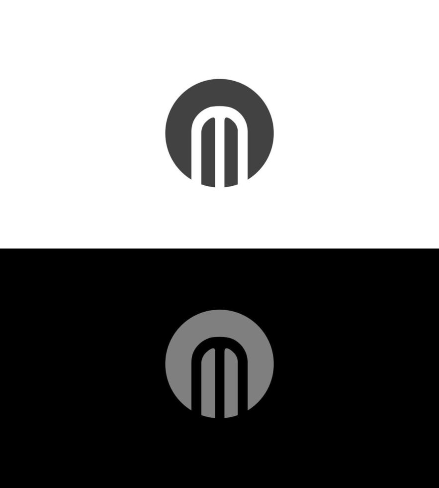 M comapny name initial letter monogram. M on black round. vector