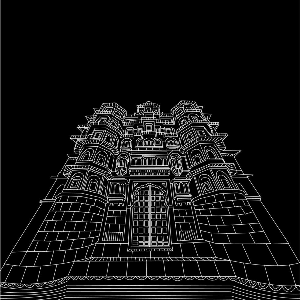 Rajwada Palace line Drawing. Rajwada Palace  Indore, Madhya Pradesh vector