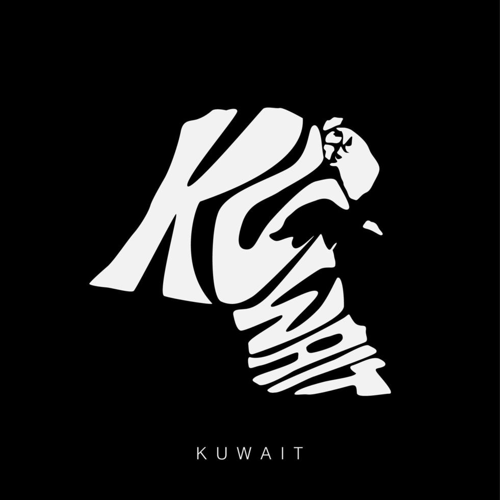 Kuwait mapa letras. Kuwait letras tipografía. vector