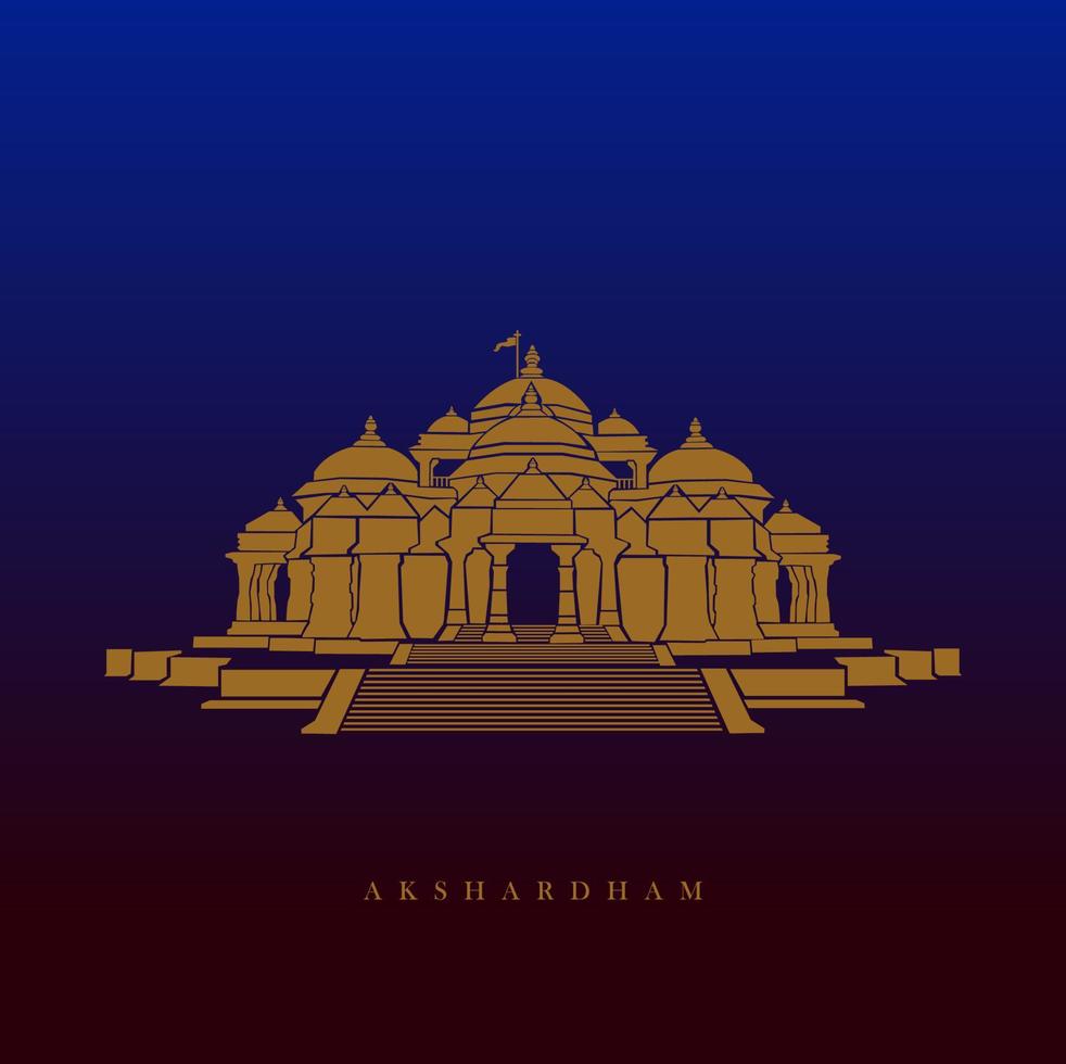 Swaminarayan Akshardham temple vector icon. Akshardham mandir, Delhi.