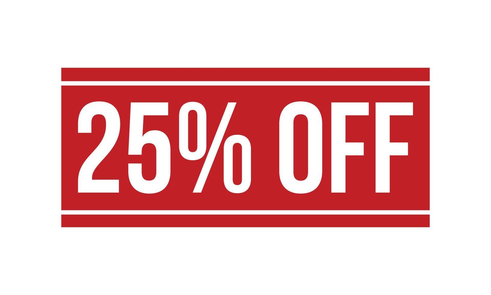 25 Percent Off Rubber Stamp. Red 25 Percent Off Rubber Grunge Stamp Seal Vector Illustration