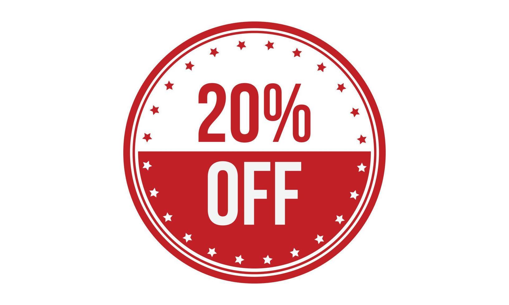 20 Percent Off Rubber Stamp. Red 20 Percent Off Rubber Grunge Stamp Seal Vector Illustration