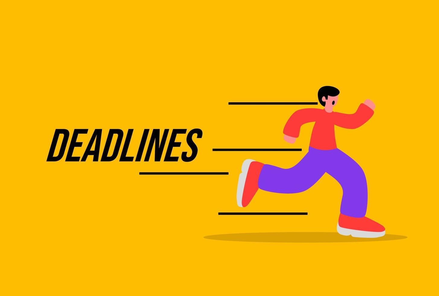 Vector illustration of a character being chased by a deadline