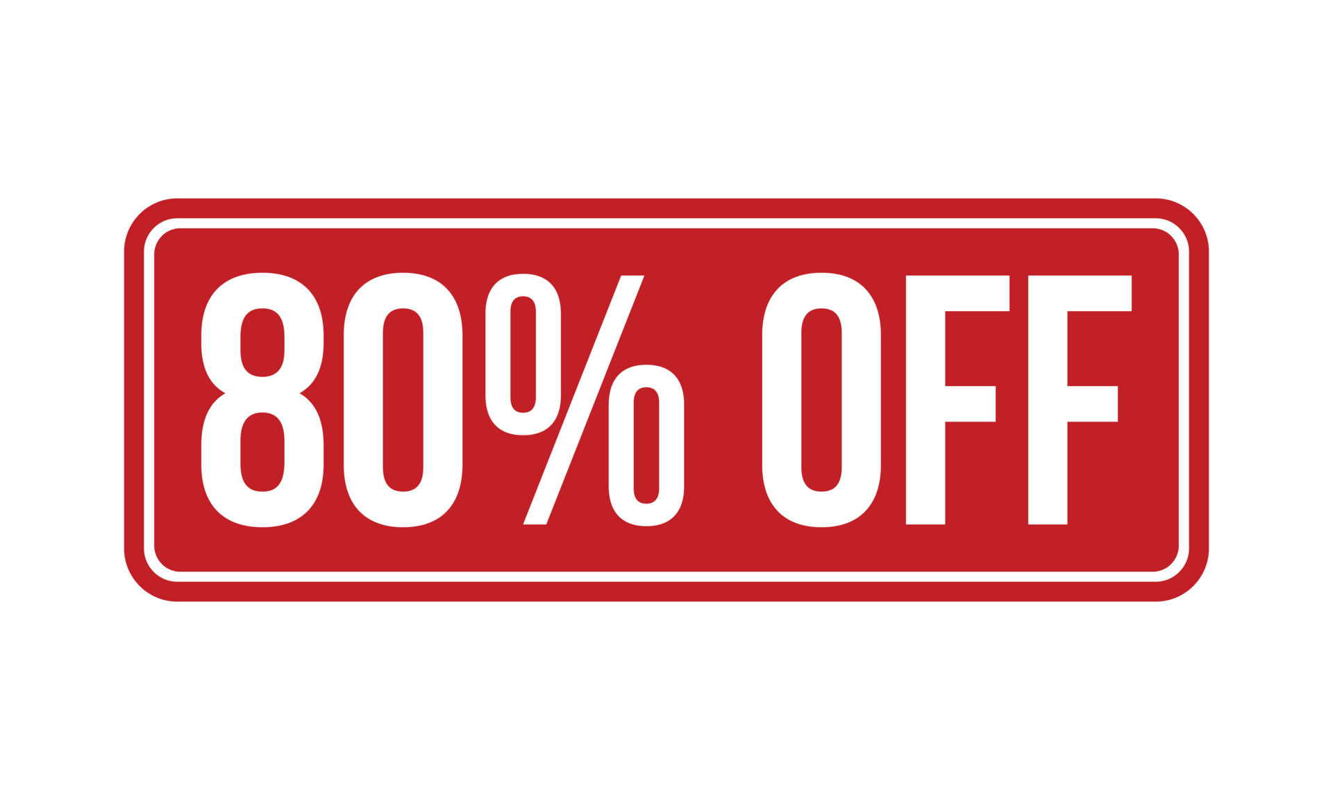 80 Percent Off Rubber Stamp. Red 80 Percent Off Rubber Grunge Stamp