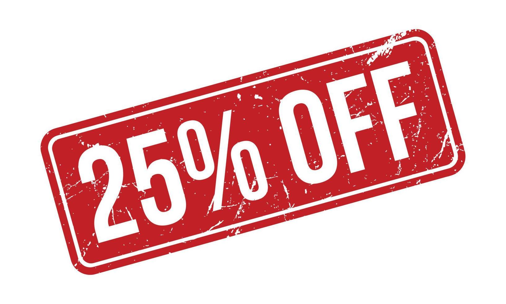 25 Percent Off Rubber Stamp. Red 25 Percent Off Rubber Grunge Stamp Seal Vector Illustration