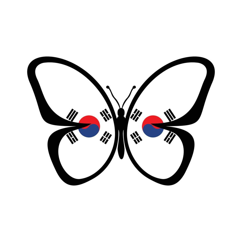 sur Corea bandera mariposa diseño. nacional mundo bandera insecto. vector