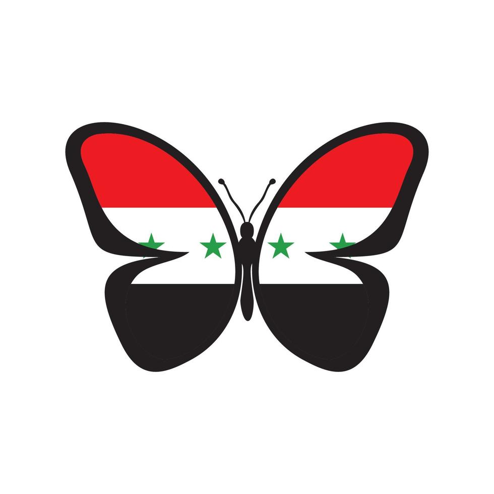 Syria flag butterfly design. national world flag insect. vector