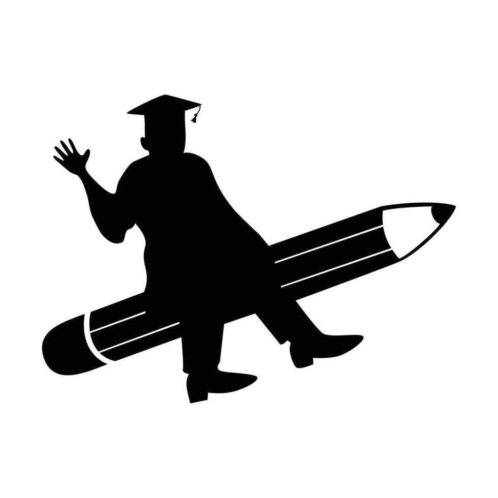graduation silhouette. man celebrate icon, sign and symbol. vector