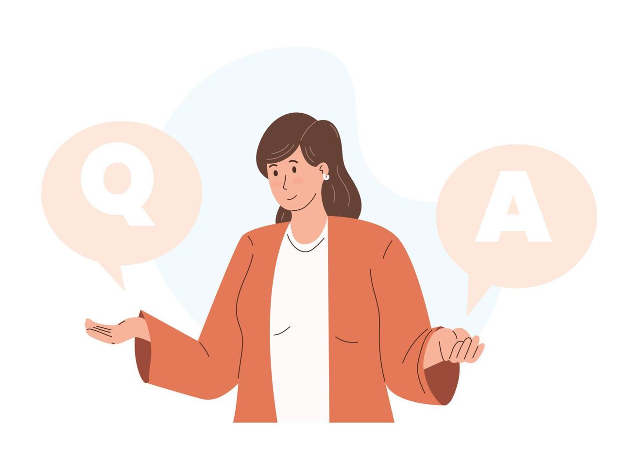 Woman with Q and A flat illustration vector