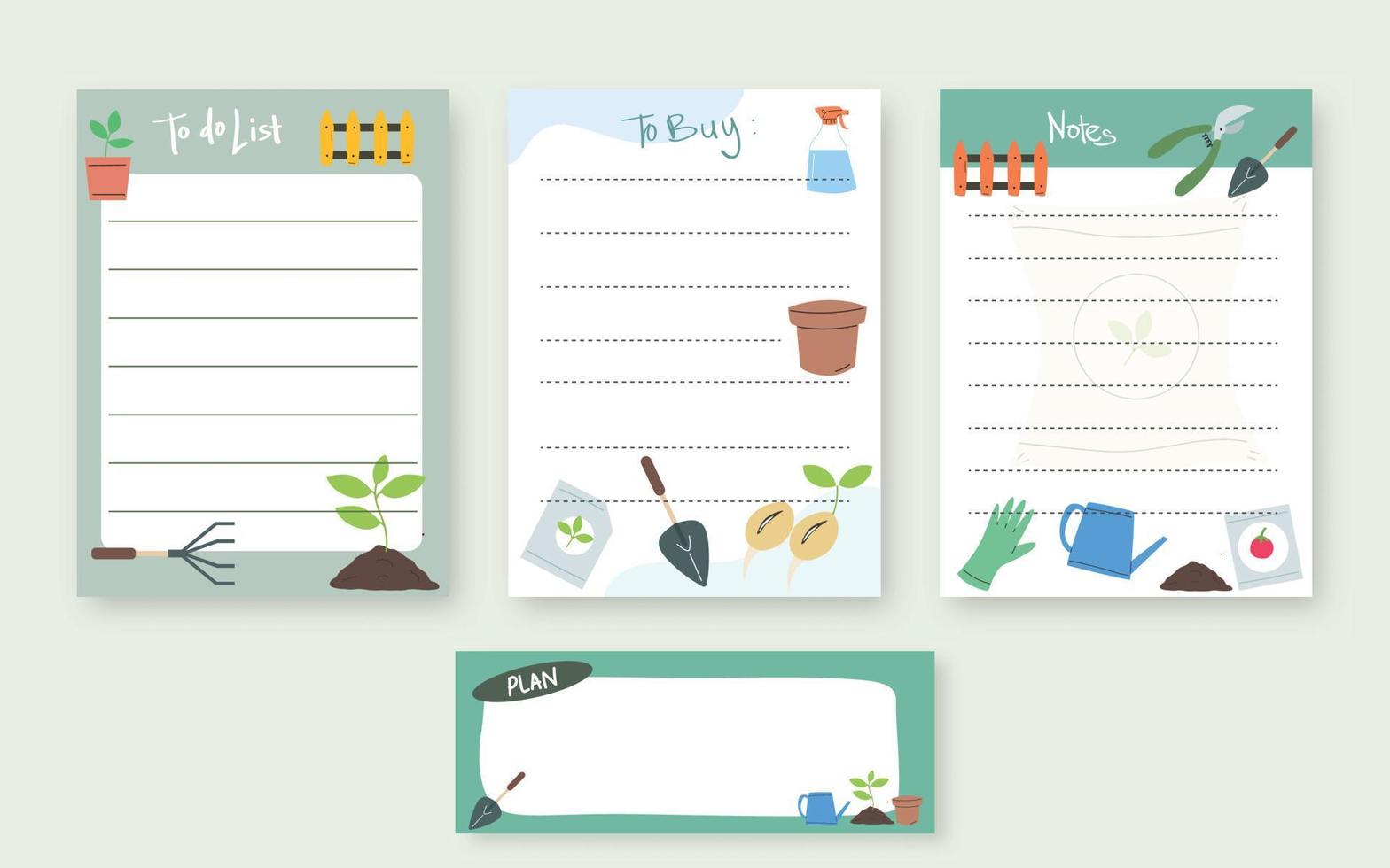 Gardening cards, notes, stickers, labels, tags with germination