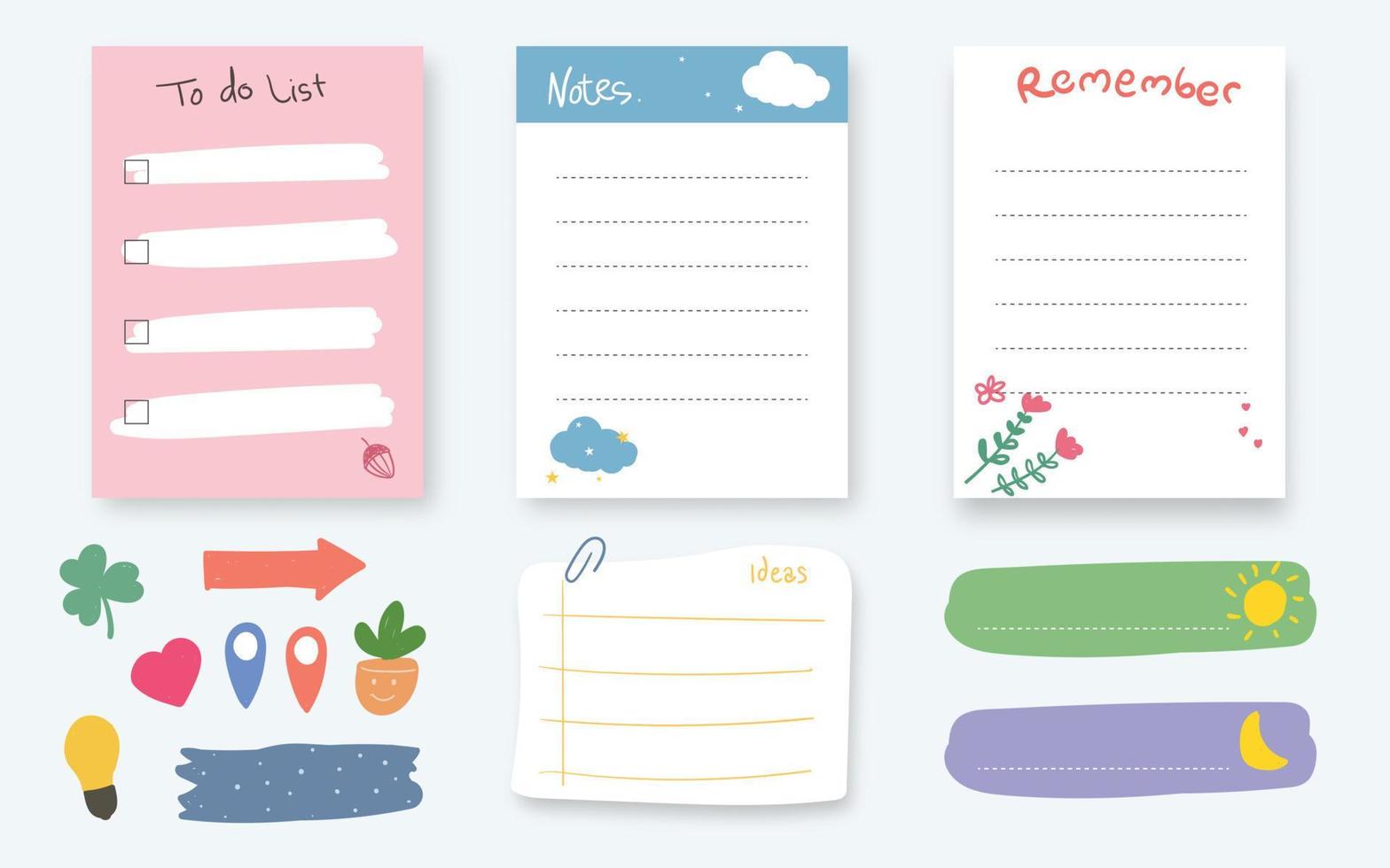 Cute colorful  journal and planner design vector illustration