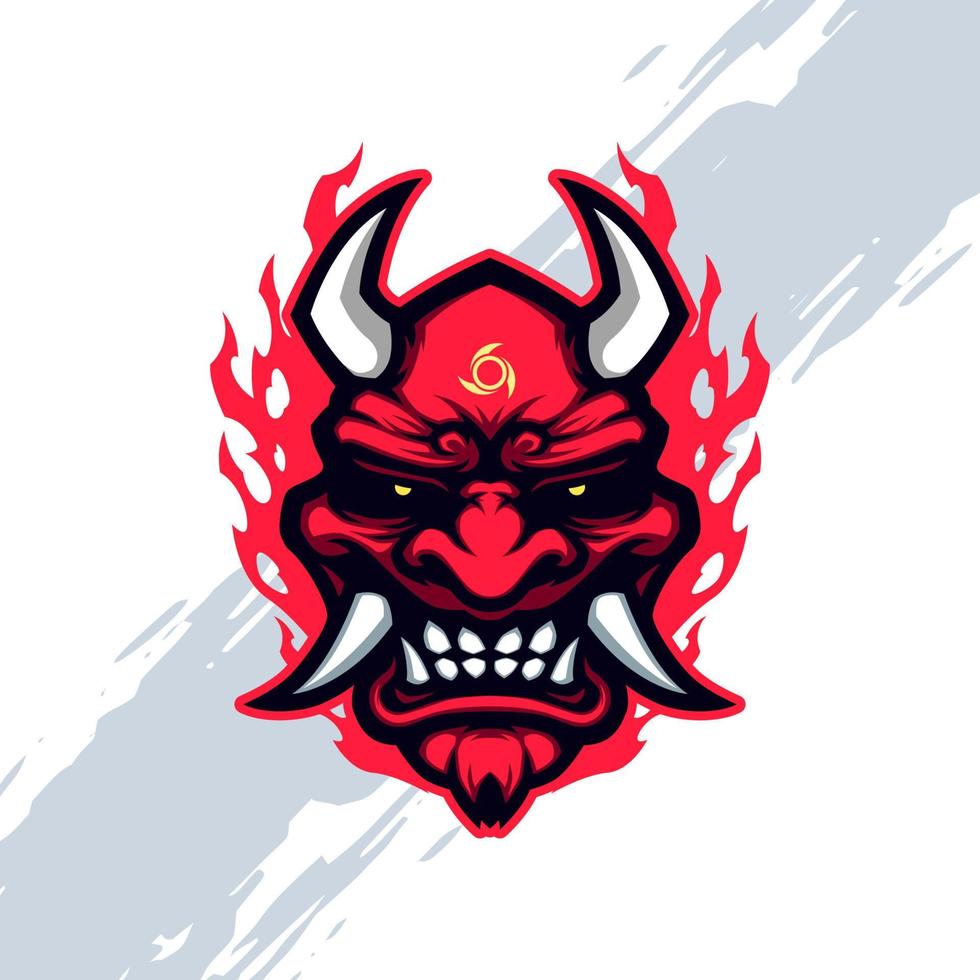 Red Oni Japanese Devil Mask Mascot vector