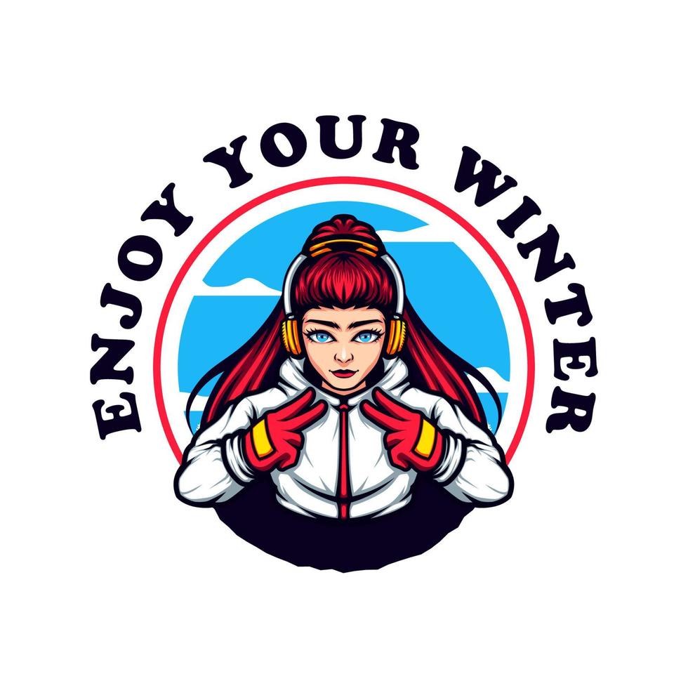 Enjoy Your Winter Girl Positive Vibes Quotes vector