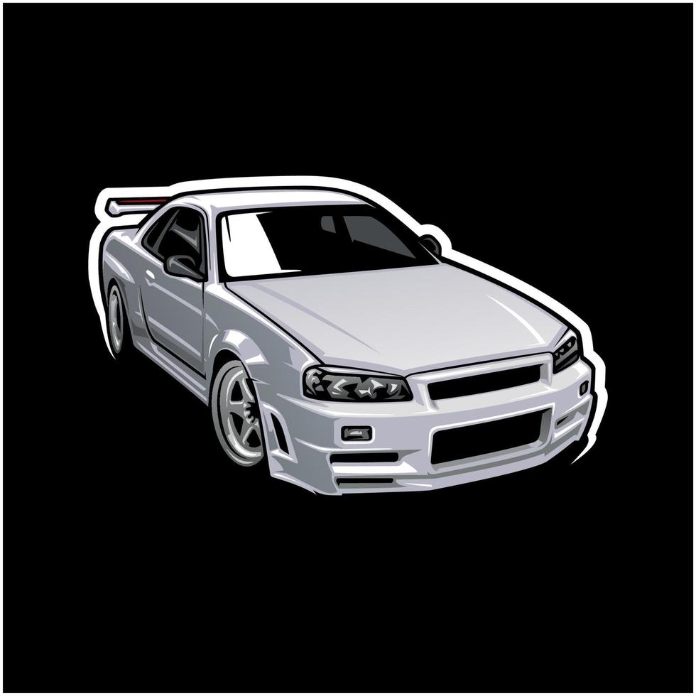 white racing car illustration vector