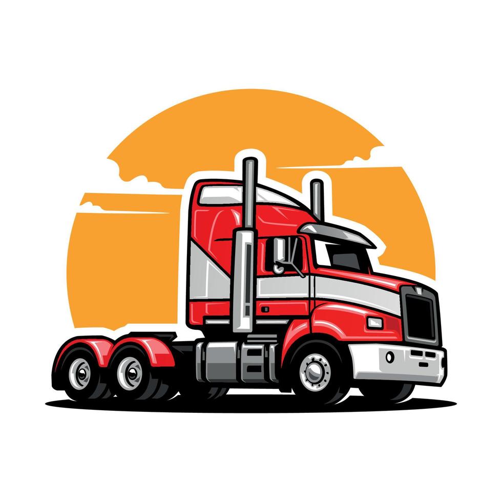 big rig truck illustration logo vector