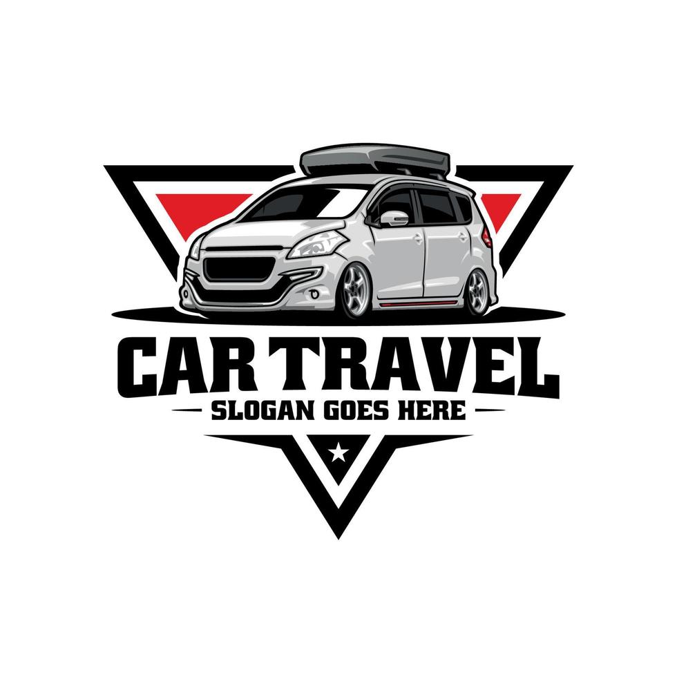 mpv car with roof box illustration logo vector