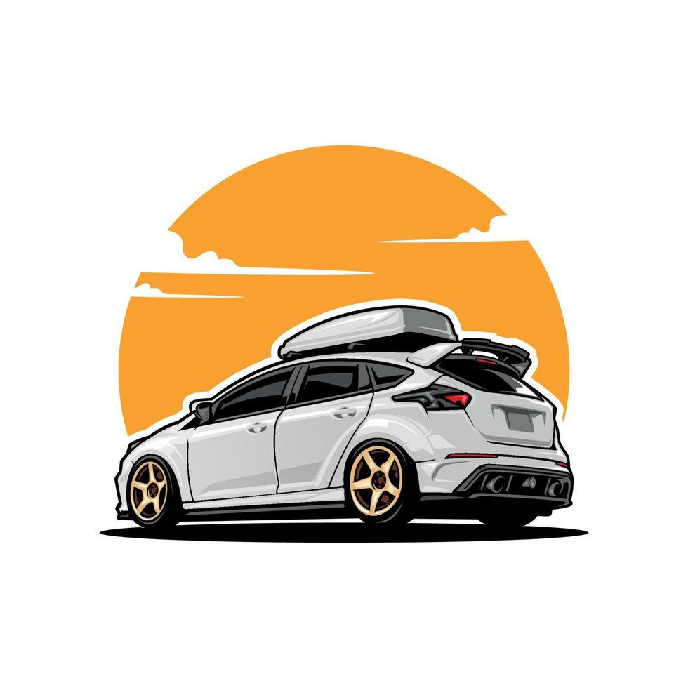 car with roof box illustration vector