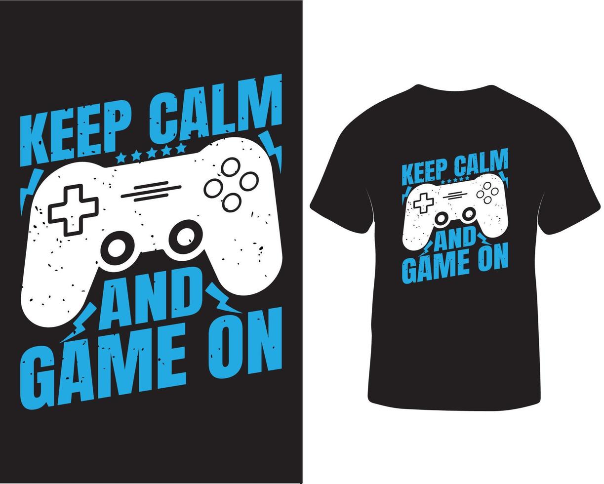 Keep calm and game on gaming t-shirt design pro download vector