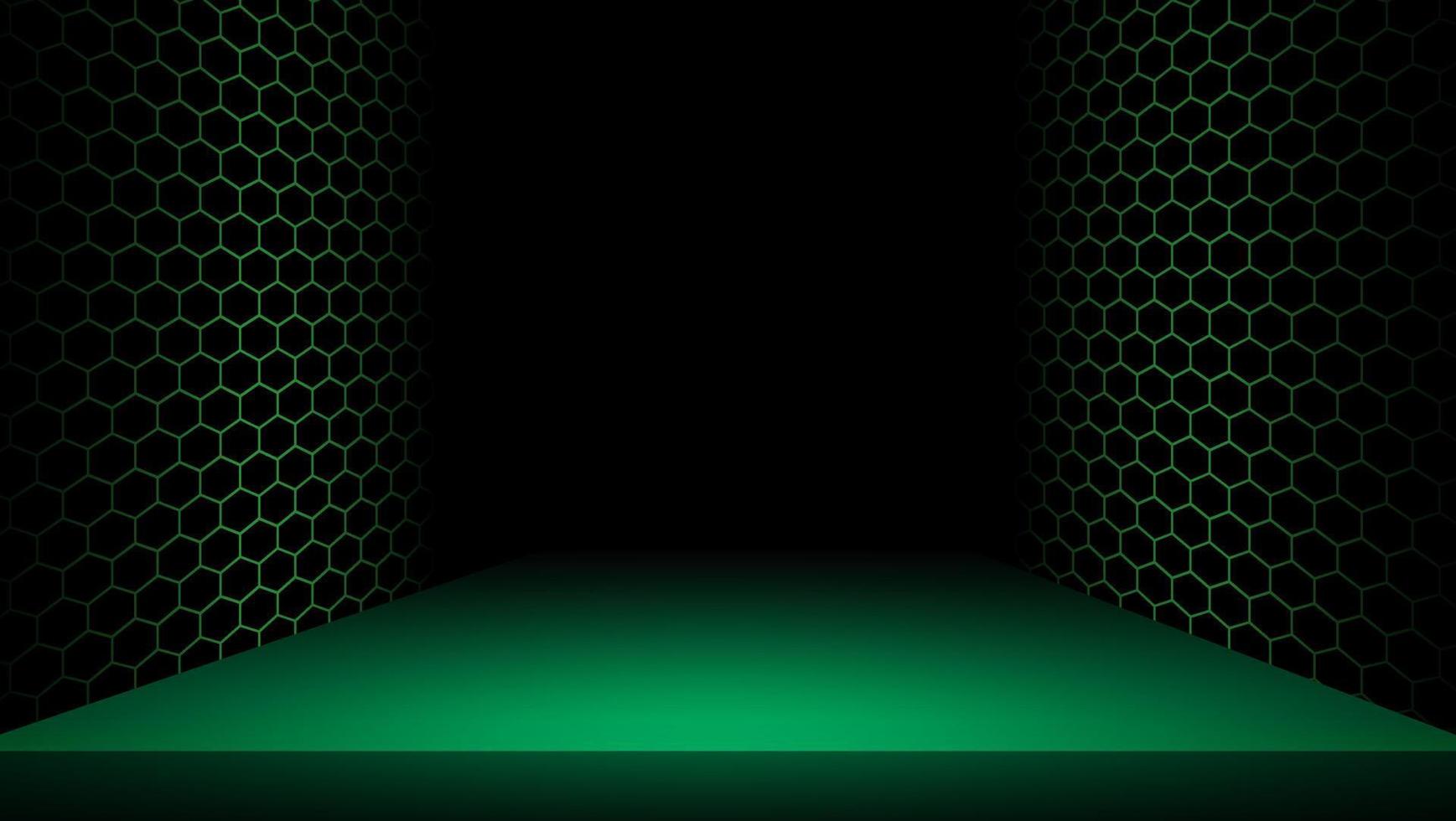 hexagon Podium green dark background vector