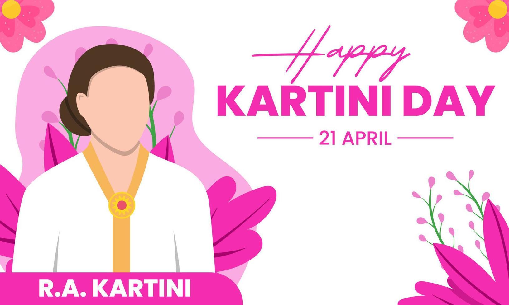 Vector kartini day greeting. Kartini is a figure of Indonesian women's emancipation. It is very suitable to give greetings on Kartini's day for great women.