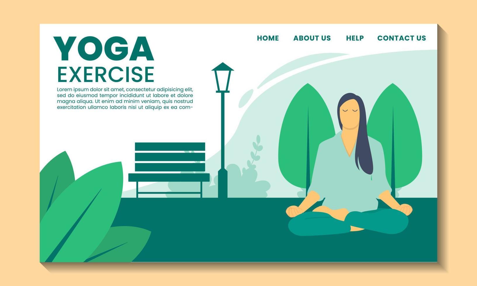 flat illustration yoga in park vector