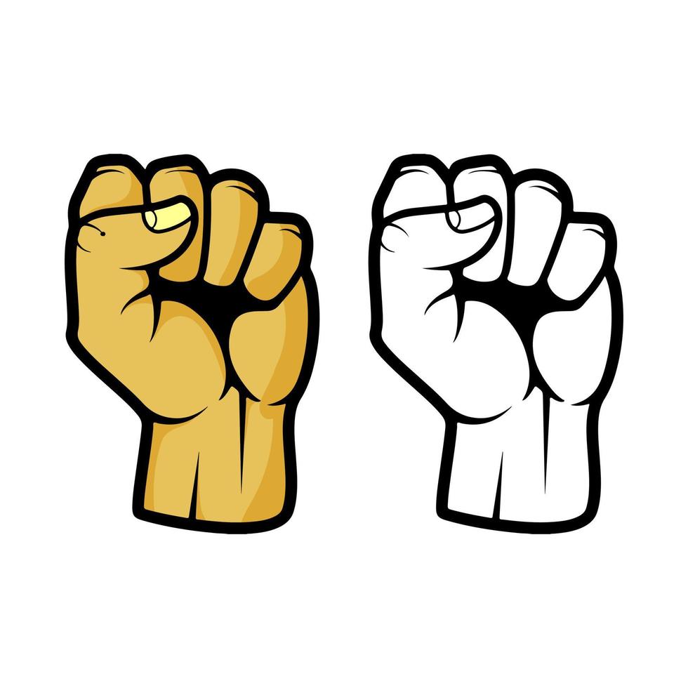 Vector image of a fist and its silhouette. It is suitable for complementary elements of design, struggle, spirit, resistance, and others.