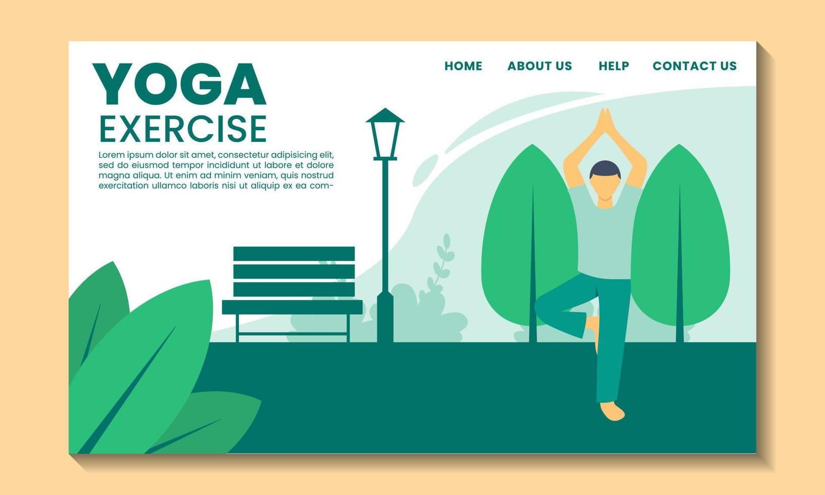 plano ilustración yoga en parque vector