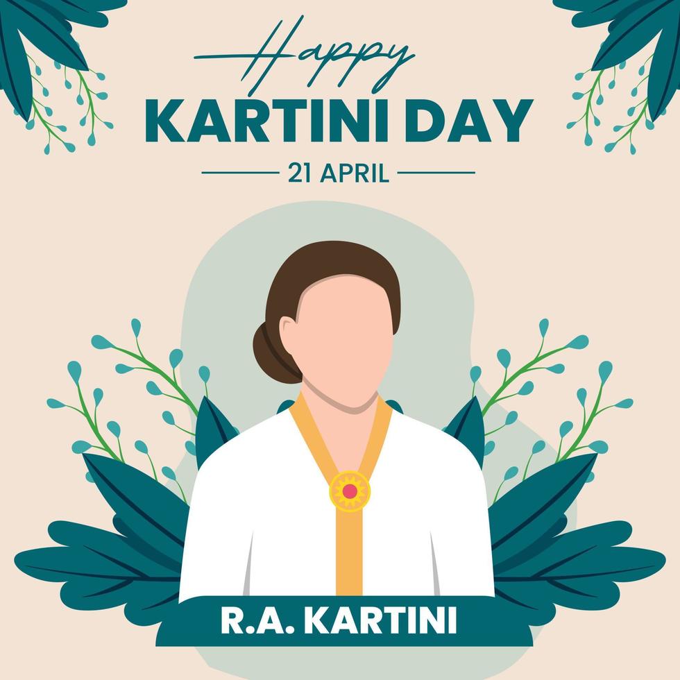 Vector kartini day greeting. Kartini is a figure of Indonesian women's emancipation. It is very suitable to give greetings on Kartini's day for great women.